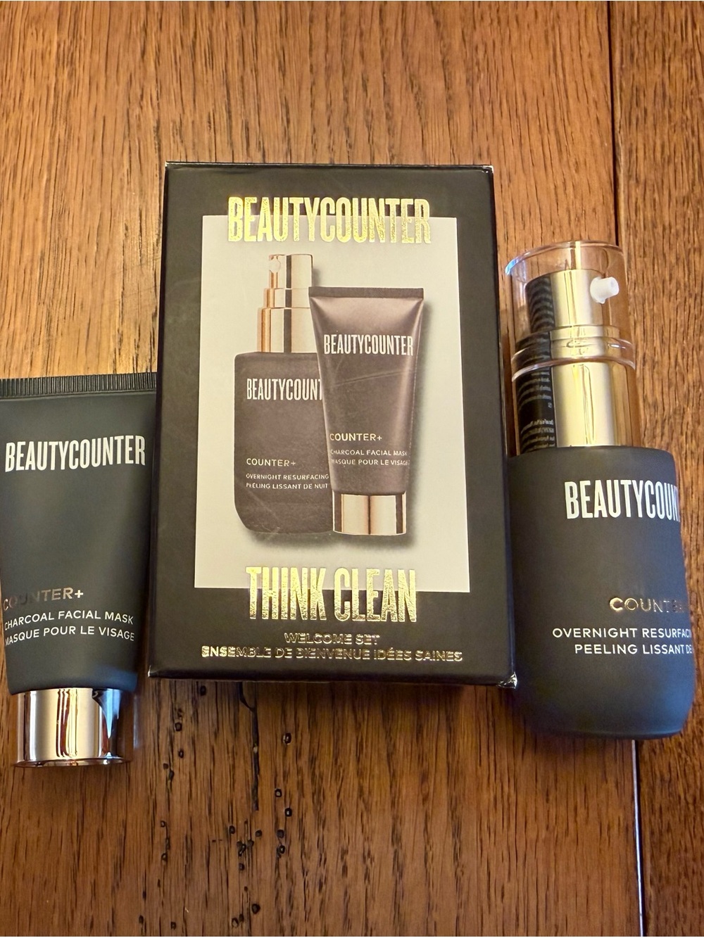 Beautycounter Black and Gold Think Clean Skincare Set